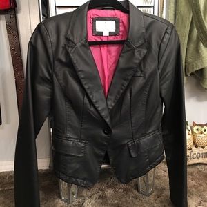 Faux leather blazer